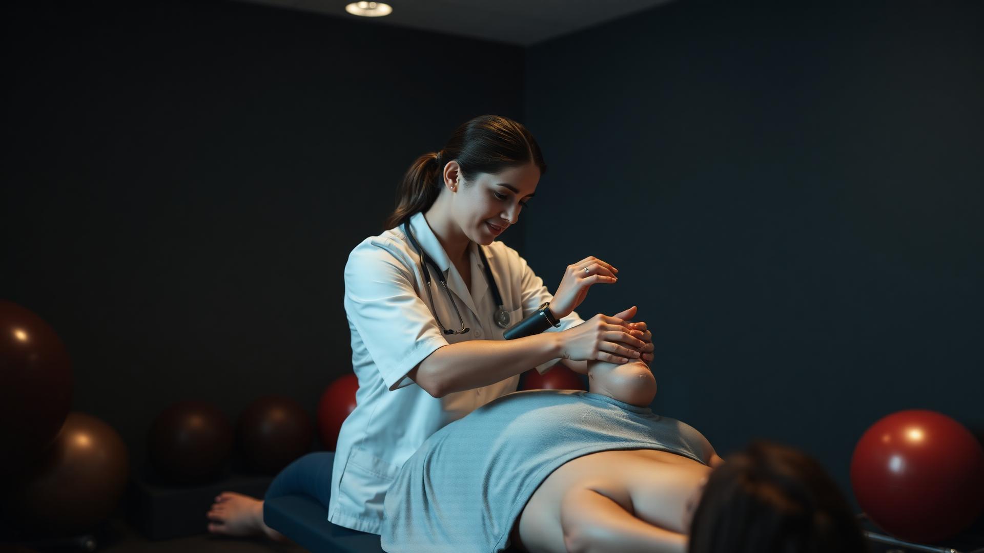 Physiotherapist treating a patient